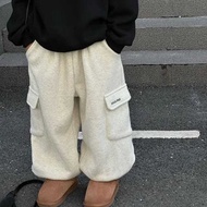 Children's long jogger pants korean style cargo jogger pants, contemporary fashion, simple, casual, 