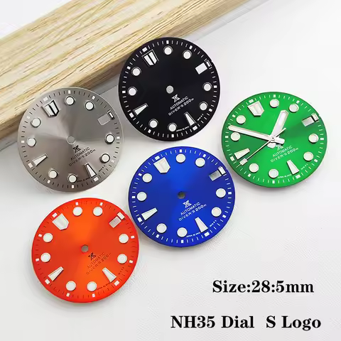 The new 28.5mm NH35 S logo dial is suitable for NH35/NH36 movement modification accessories, featuri