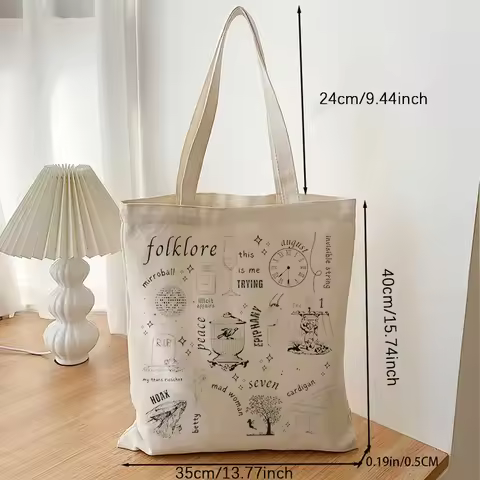1 pc folklore Tote Bag, Taylor Tote Bag, Book Bag, TS Merch, Shopping Bag, Shoulder Bag, Canvas Bag,