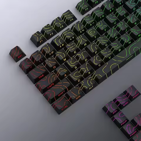 New Topographic Keycaps 4.0 Version Shine Through 98 Key PBT Cherry Profile Side Print Backlit for M