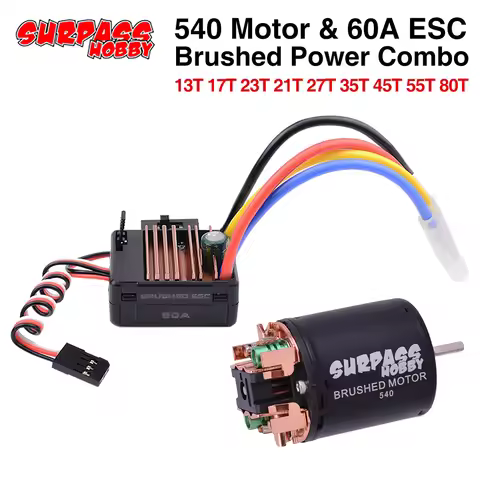 Good Quality SURPASS HOBBY 540 Brushed Motor 13T 17T 21T 23T 27T 35T 45T 55T 80T with 60A ESC for 1/