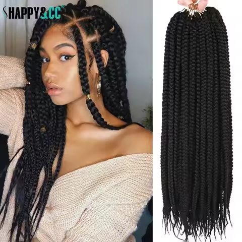18 Inch Synthetic Medium Box Braids Crochet Hair Natural Ombre Pre Looped 3X Box Braiding Hair Exten