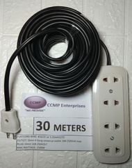 30 meters Heavy Duty Extension Cord wire (4)Four Gang flat cord #16 black wire