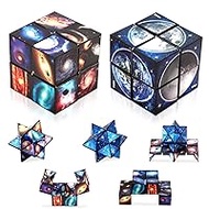 KATELUO 2 in 1 Magic Cube, Star Clear Sky Infinity Cube, 3D Puzzle Cube, Transforming Cubes Toys for Stress and Anxiety Relief, Relaxing Toy, Educational Game Gifts