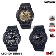 Casio AEQ-100BW AEQ-100W 10 Year Battery Life Dual Time Resin Band Men Sports Watch Jam Tangan Lelak