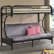 全城熱賣 - 鐵藝傢具 梳化床+高架床 【1350mmx1900mm】黑色 （淨床+上床墊+下床墊）