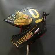 Helm KYT RC Seven Solid Black Matt Hitam Doff Paket Ganteng Leopard RedBull Original SNI