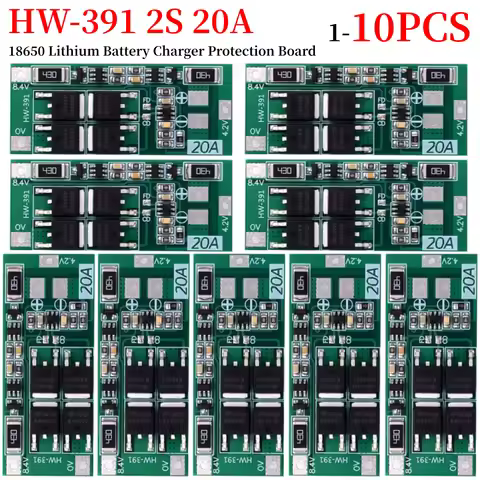 1-10PCS Charging Board Charger Module HW-391 2S 20A Lithium Battery Protection Board 18650 BMS Board