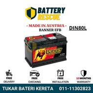 [Installation Available] DIN80L | LN4 85AH 58511 | Banner EFB Car Battery Bateri Kereta | Mercedes B