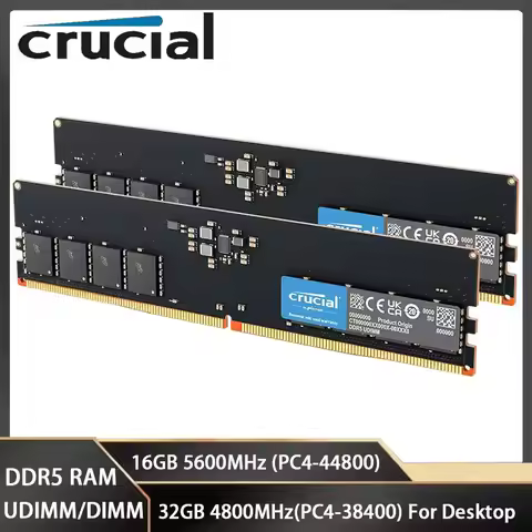 Crucial Memoria RAM ddr5 16GB 5600MHz 32GB 4800MHz UDIMM 288Pins PC5-38400 44800 Gaming Desktop PC M