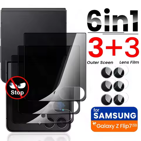 6 In 1 Privacy Tempered Glass For Samsung Z Flip7 5G Glass Anti-Spy Back Screen Protectors On Galaxy