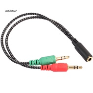  35mm 2 Male Plug to 1 Female Jack Audio Mic Headset Splitter Adapter Cable