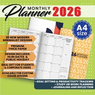2026 Planner Booklet A4 SIZE | Simple Planner Book | Diary/ Diary 2026 | Monthly Planner 2026| Calen