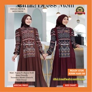 Emilia Dress, Emilia Midi Dress - Fee Fashion - Matt Rayon Premium X Rayon Twill - Cool Motif Dress,