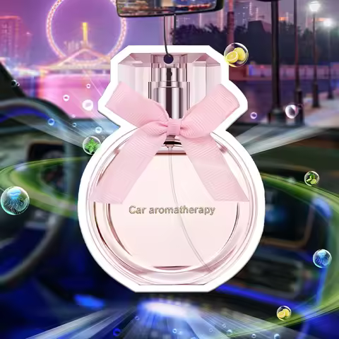 Pink perfume bottle bow car incense car perfume perfume stick fragrance pendant out of the wind mout