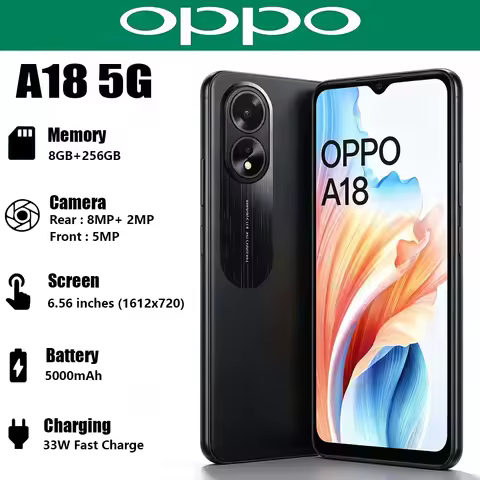 New OPPO A18 5G Budget Mobile Phone 6.56" Big Screen 5000mAh Battery 8MP Camera Global Version Dual-
