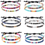Jadive 6 Pieces Ankle Bracelet Adjustable Boho Surfer Anklet Bracelet Thin Rope Unisex Handmade Beac