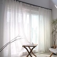 Cross Cotton Linen Curtain Pure White Curtain Fabric Bedroom Living Room Floor to Ceiling White Scre
