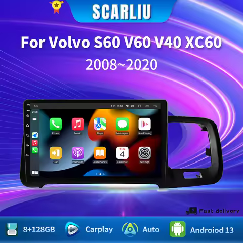 SCARLIU Android Car Radio for Volvo S60 V60 2008 - 2020 Auto radio GPS Video Player Multimedia DSP S
