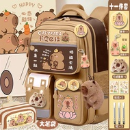 Kapibala School Bag Primary School Students 3-6th Grade Multifunctional Capybara Backpack Dirt-resis