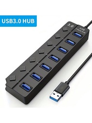 Usb Hub 3.0 / Usb 2.0集線器,4 / 7個usb分配器擴展器,具有開關功能,30cm電纜適用於筆記本電腦