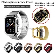 For Apple Watch Series 8 Electroplated Armor Series Soft Case for iWatch Series 9 Ultra SE 7 6 5 4 3 2 1 41mm/45mm/38mm/40mm/42mm/44mm Smart Watch shockproof cover