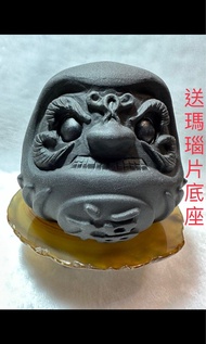 10cm 福神 磨砂款 達摩黑曜石擺件+送糖心瑪瑙片消磁 黑曜石 水晶 水晶球 招財 招平安
