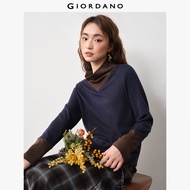 GIORDANO Women T-Shirts Colorblock High Neck T-Shirts Long Sleeve Smooth Soft Regular fit Fashionabl