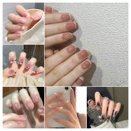 【24Pcs Nails+24 Sticker Glue】French Ballerina Fake Nails Long Nail Fake Nails Set