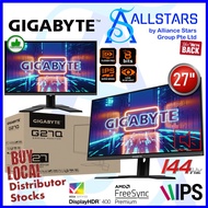(ALLSTARS : We are Back / Gaming PROMO) Gigabyte G27Q / G27Q-EK 27 inch QHD IPS Gaming Monitor / 2560x1440, 144Hz, 1ms, 8-bit color, 92% DCI-P3, HDR400, DP x1, HDMI 2.0x2, USB3.0 HUB, Built-In Speaker, Height Adjustment, VESA Mount compatible 100x100mm
