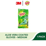 3M Scotch Brite Aloe Vera Coated Green Gloves, Sizes in S, M, L, 1/Pack, Protect Hand, Skin, Kitchen
