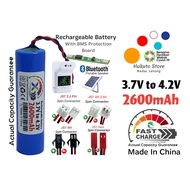 Rechargeable 3.7V 18650 2600mAh 1S Lithium Li Ion Battery Pack with BMS Connector Audio Bluetooth Sp