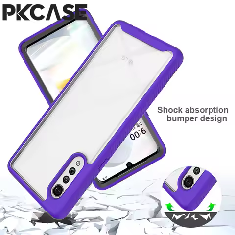 PKCASE 360 Full Coverage Clear Protective Case For LG Velvet Shockproof Transparent Armor Cover For 