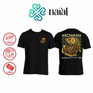 kaos komunitas ikan - ikan arwana - desain arowana black golden fish - pendek xxxl