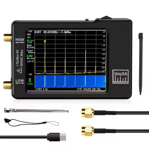 Upgraded Hand Held Tiny Spectrum Analyzers TinySA 2.8" Display 100kHz to 960MHz with ESD Proteced Ve