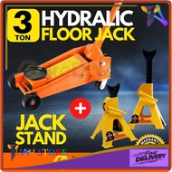 GS OPTIMUS 3 Ton Hydraulic Floor Jack + GS OPTIMUS 3 Ton Jack Stand for Auto Repair Tools Workshop C