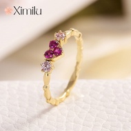 XIMILU ♥Original 14K Gold Inlaid Red Corundum Heart Ring Female Crown Diamond Jewelry 925 silver original ring for women rings men korean jewelry cincin lelaki cincin perempuan couple cincin emas korea 戒指