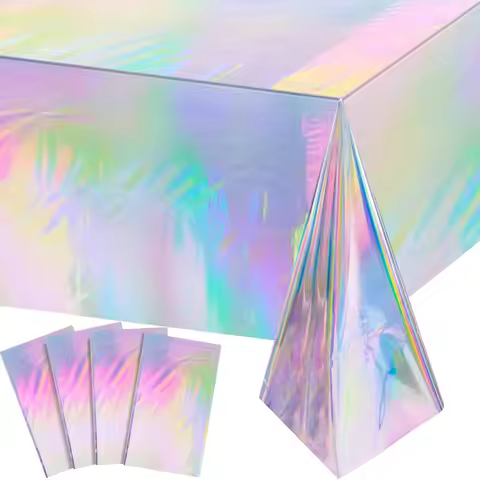 Iridescent Tablecloth 137x274CM Birthday Party Table Cloths Plastic Disposable Iridescence Disco Par