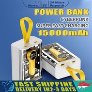 15000mAh Cyberpunk Super Fast Charging Power Bank Comes with Cable Large Capacity Outdoor Mobile Pow