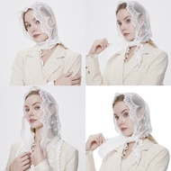 JN Latin Mass Headscarf Veil for Women Catholic Church Mantilla Veil Headcovering Mass Lace Flower V