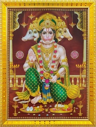 Panchmukhi Hanuman Bajrangbali Ji Giving Blessing Poster Puja Room Temple Wall Hanging Gift Home Dec
