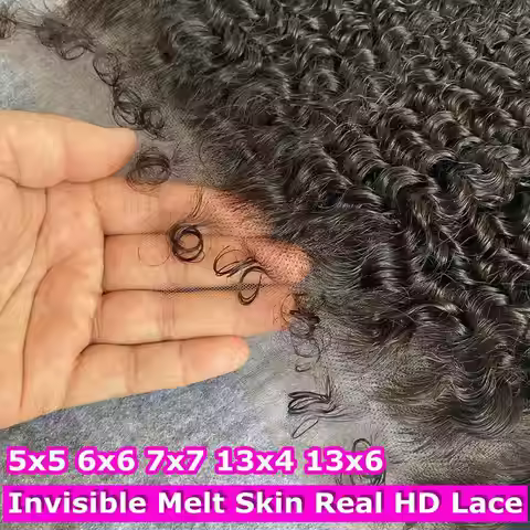 Edges Baby Hair PrePlucke Melt Skins Deep Curly 5x5/6x6 HD Lace Closure Invisible Curly 13x6 Deep Pa
