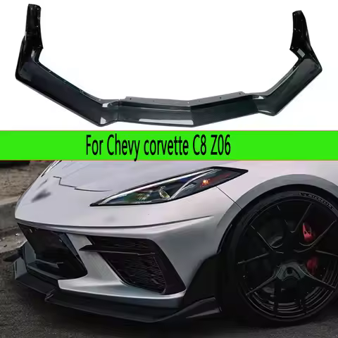 For Chevy corvette C8 Z06 2019+ Carbon Fiber Front lip Car Front Bumper Diverter Spoiler Diffuser ch