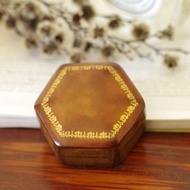 古董法國真皮描金六角形珠寶盒小盒展示盒 W817