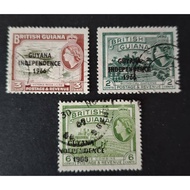 Guyana , 1966 British Guiana Postage Stamps Overprinted "GUYANA INDEPENDENCE 1966",  USED ,  LOOSE S