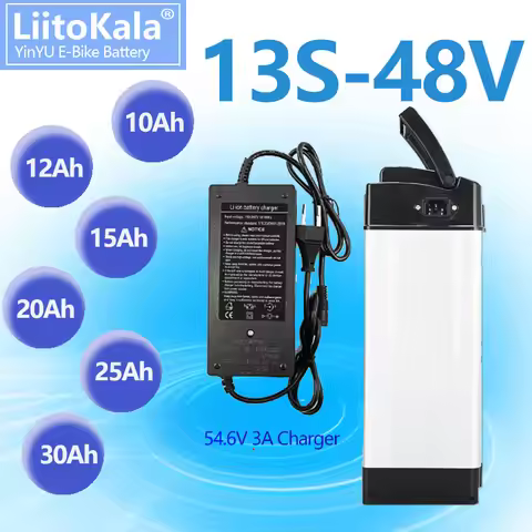 LiitoKala 48V 10Ah 15Ah 20Ah 25Ah 30Ah Silver Fish Battery Pack