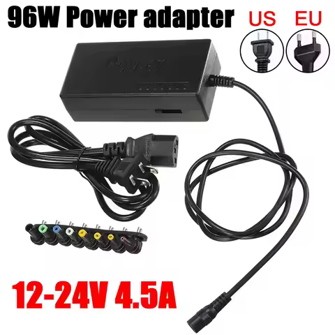 96W Universal AC Laptop Adjustable Power Adapter 12V-24V with 8Plug Connector for Asus Acer Sony Len