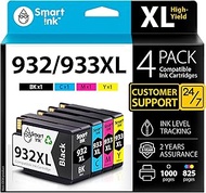 Smart Ink Compatible Ink Cartridge Replacement for HP 932 XL 933 XL 932XL 933XL High Yield 4 Pack (B