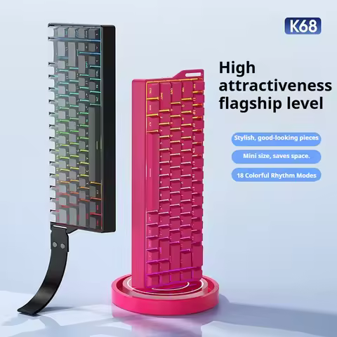 K68 2.4G Wireless/Bluetooth/Wired 68 Keys 75% Layout RGB Side Carving Keycap E-sports Games Three-mo