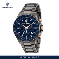 [2 Years Warranty] Maserati Sfida 44mm Blue Dial Dark Grey Stainless Steel Chronograph Mens Quartz W